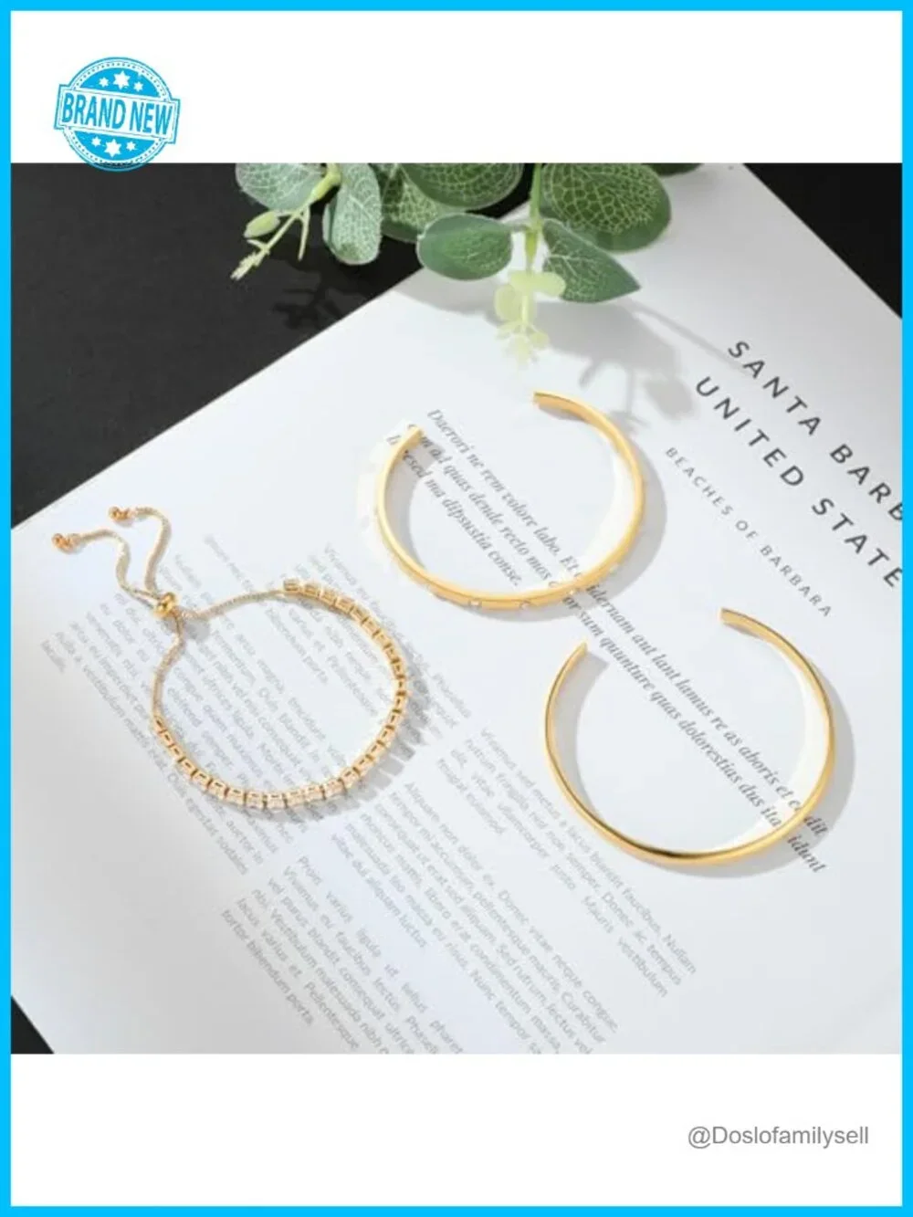 14K Gold Plated Adjustable Slider Cuff Bangle Bracelet Set | Stackable Trendy